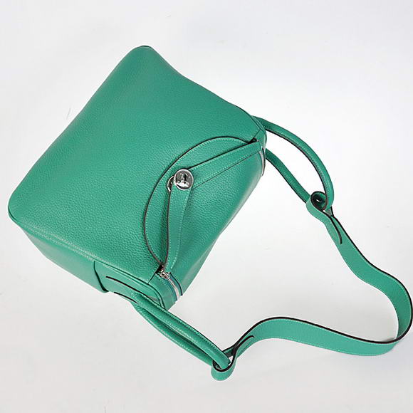 High Quality Replica Hermes Lindy 30CM Havanne Handbags 1057 Green Leather Silver Hardware - Click Image to Close